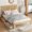 White Oak Rubber Wood Full, variant on XIZE Full Size Rubber Wood Bed with Rattan Headboard, 2 Storage Drawers and Enhanced Support Slats, White Oak