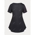 thumbnail image 2 of Camiseta en Talla Extra con Estampado Digital de Curvo con Mangas Cortas Rosegal  Camisetas tallas grandes, 2 of 5