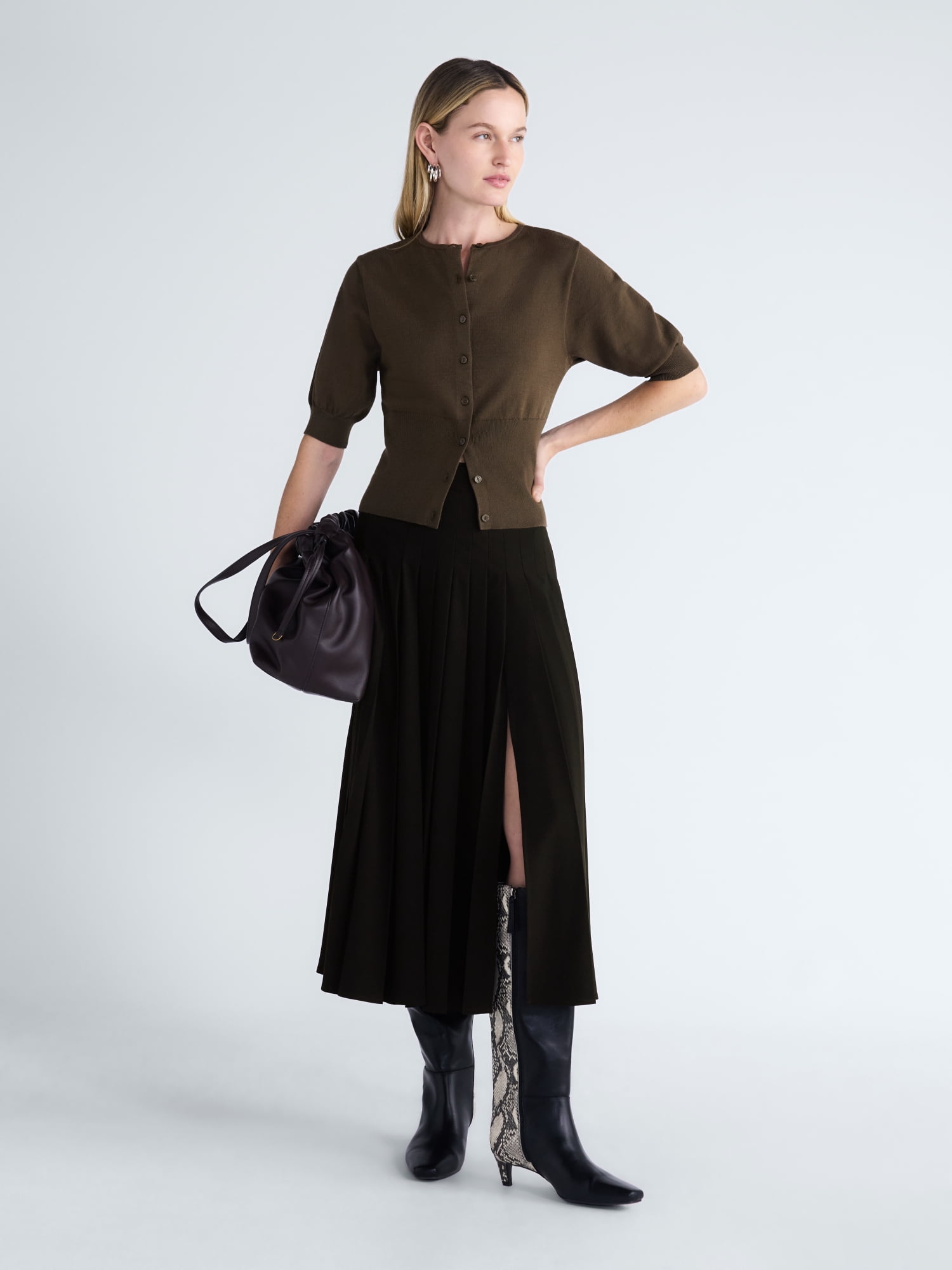 Scoop Women’s Pleated Maxi Skirt, Sizes 0-18
