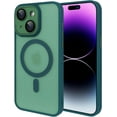 thumbnail image 2 of Compatible with iPhone 15 Plus Magnetic Frosted Case with Camera Lens Film Compatible with MagSafe Wireless Charging Case Men Women Translucent Matte Shockproof Phone Cover, Green, 2 of 14