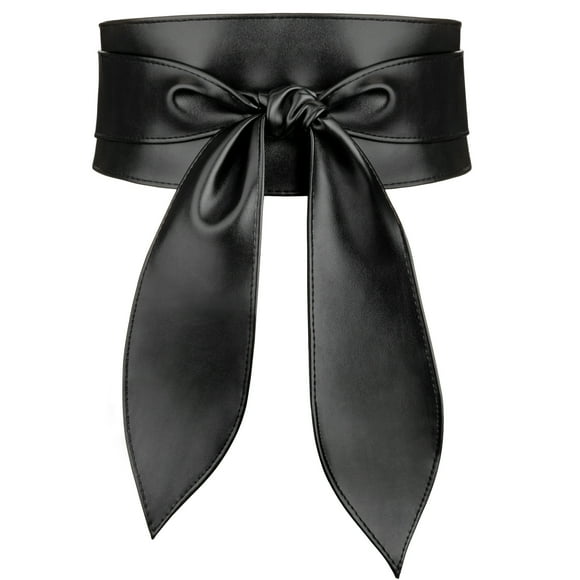 Maikun Ceintures Obi pour Femmes, Ceintures Larges en Cuir Noir Enveloppant pour Femmes