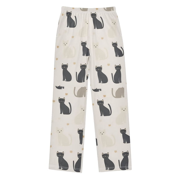 FORMRS Boys Pajama Pants with Pockets Size 6-8Y Kids Lounge Sleep Bottoms, Black Cute Cats