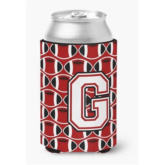 Letter G Football Cardinal & White Can or Bottle Hugger