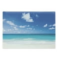 thumbnail image 1 of Ocean Cutting Board, Tropical Exotic Sandy Beach Caribbean Sea Bay Barbados Coastline Summertime, Decorative Tempered Glass Cutting and Serving Board, Large Size, Blue Aqua Coconut, by Ambesonne, 1 of 1