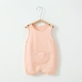 thumbnail image 2 of Baby Girl Boy Summer Outfit Ribbed Tank Top Sleeveless Infant Newborn Jumpsuit Button Down Solid Color Cute Toddler Rompers Clothing With Pockets On Clearance, 2 of 3