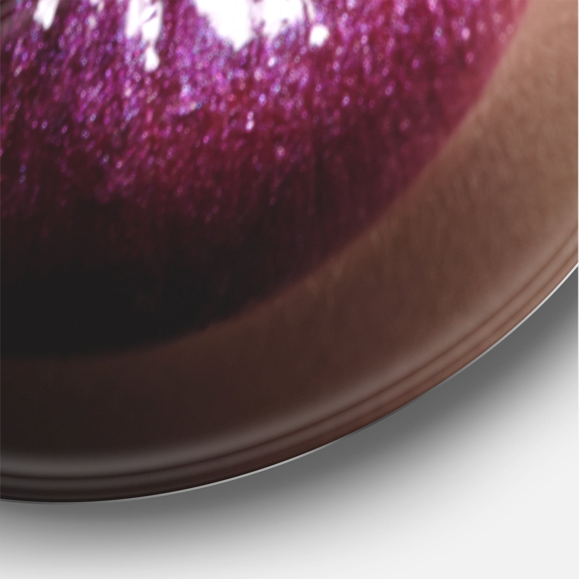 Designart 'Close-Up Of Woman Plump Lips With Glitter' Modern Circle Metal Wall Art 29x29 - Disc of 29