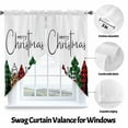 thumbnail image 3 of Swag Curtains Valances for Windows, Merry Christmas Short Kitchen Window Curtains Over Sink, Buffalo Plaid Xmas Tree Winter Cafe Curtains Panel Set Of 2,Rod Pocket, 45 Inches Length Red Green, 3 of 8