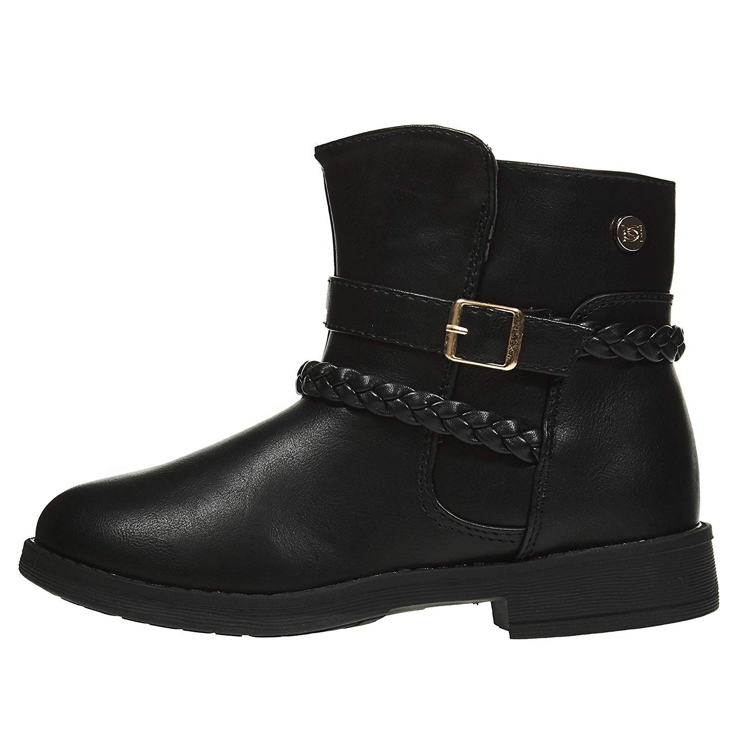 Sara Z Girls Shimmery Boots with Braided Staps 1, Black/Gold