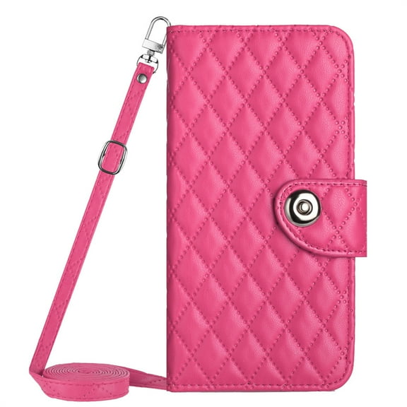 Allytechgroup Wallet Case for Samsung Galaxy A06 with Card Cash Slots, Luxury Premium PU Leather Kickstand Shoulder Strap Lanyard Shockproof Anti-Fall Full Body Protective Flip Shell, Rose