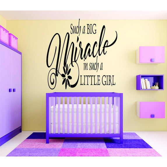 Wall Design Pieces Such A Big Miracle In Such A Little Girl Baby Quote 12x18 Inches