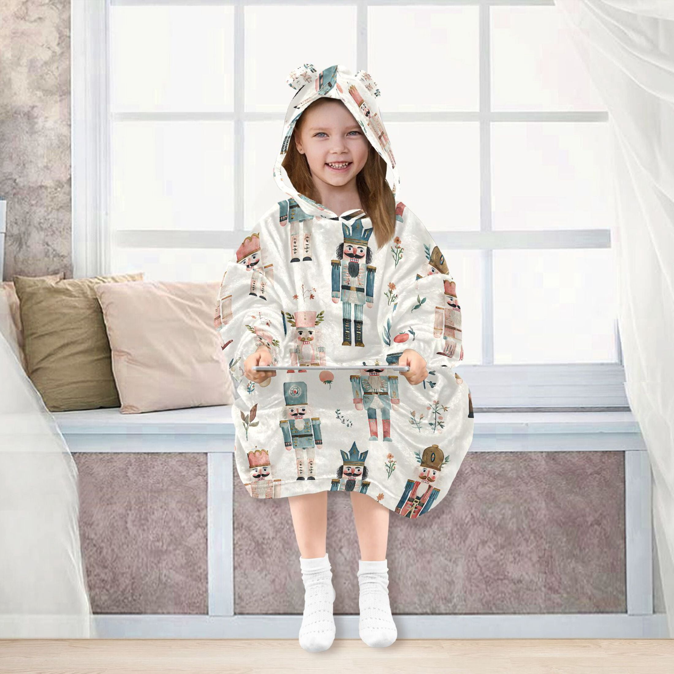 joogoo Blanket Hoodie for Nutcracker Soldiers Christmas Oversize Sweatshirt 3-14 YR L