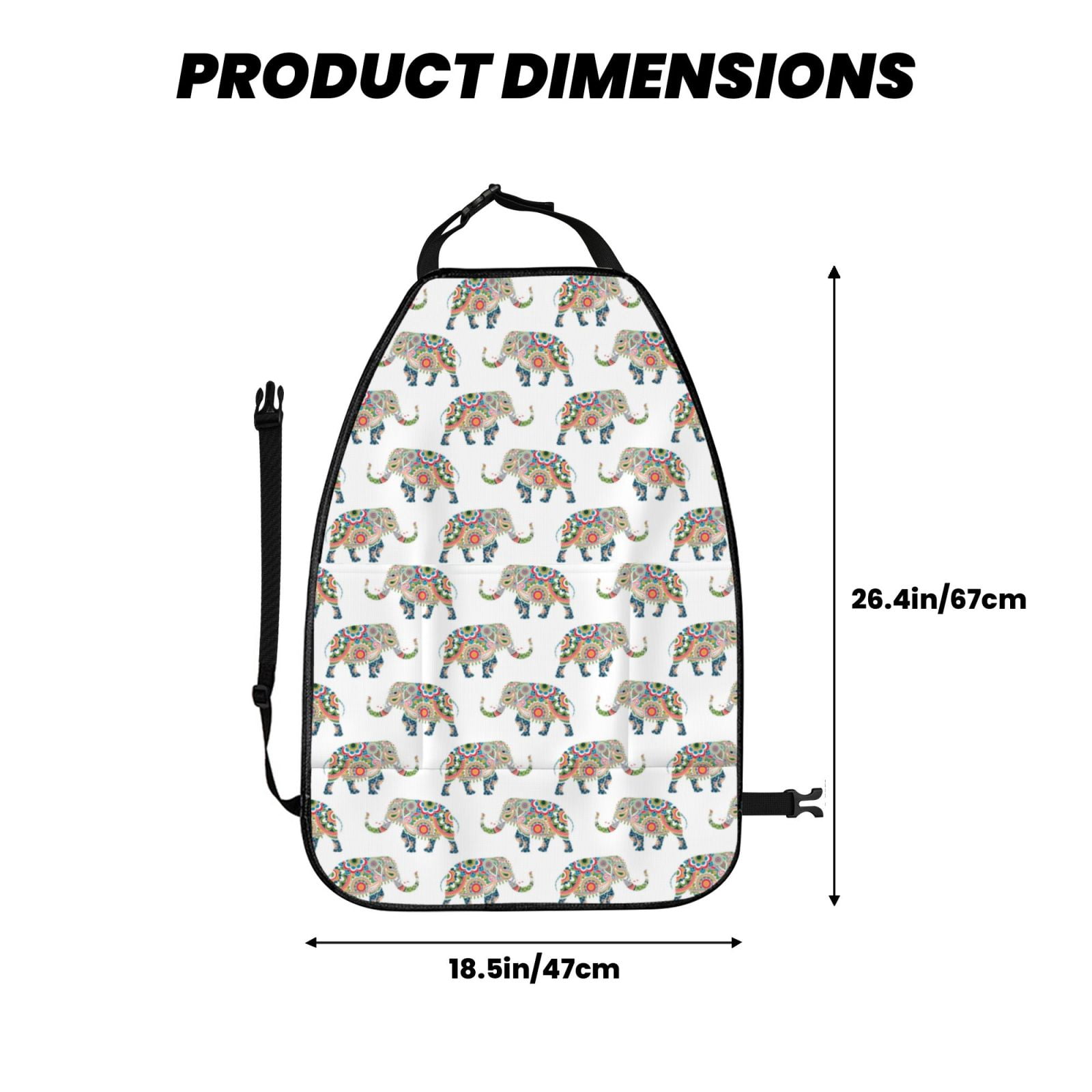 Xecao Indian Elephant Pattern Car Seat Back Protector 2 Pack Large Capacity Pocket, Kick Mats Back Seat Protector
