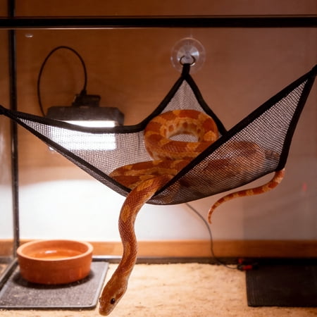 LOLIPPYY 1Set Soft Mesh Reptile Hammock Black for Bearded Dragon Lizard and Gecko Climbing Accessories