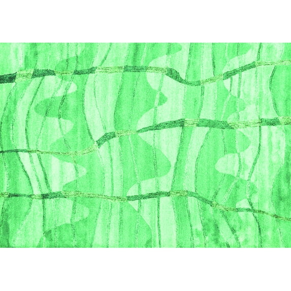 Ahgly Company Indoor Rectangle Abstract Green Contemporary Area Rugs, 5' x 8'
