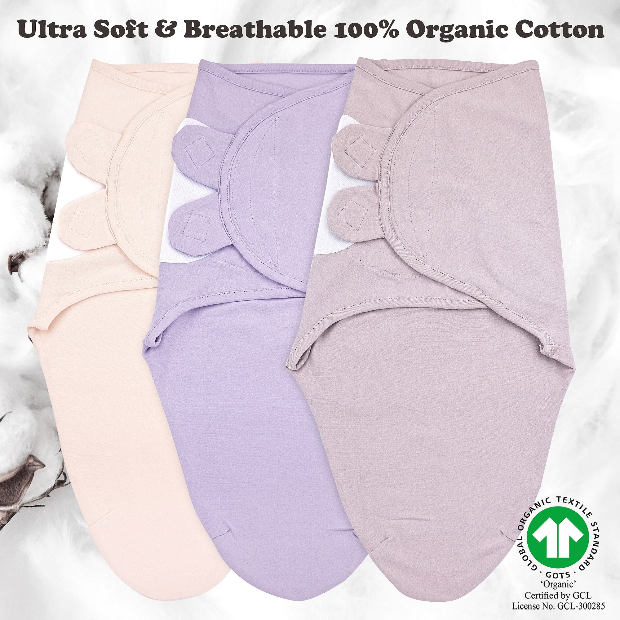 Bublo Baby Swaddles for Newborns - 3 Pack Organic Baby Swaddles for 0-3 Months - Baby Swaddle Sleep Sack - Infant Sleeping Swaddle sack – Adjustable Swaddle Blanket Wrap Girl