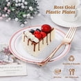 thumbnail image 5 of Goodluck 200PCS Rose Gold Plastic Plates, Heavy Duty Disposable Rose Gold Plates with 100 10.25 inch Dinner Plates and 100 7.5 inch Dessert Plates. Disposable Plates for Party, Wedding, Valentines, 5 of 6