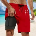 thumbnail image 2 of Men's Swim Trunk Four Coconut Trees Quick-Dry Lightweight 2 In 1 4-Way Stretch Bathing Suit Red XXL, 2 of 4