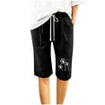 thumbnail image 3 of Mitankcoo Womens Shorts Athletic - Cotton Linen Bermuda Shorts Print Drawstring Elastic Shorts, 3 of 4