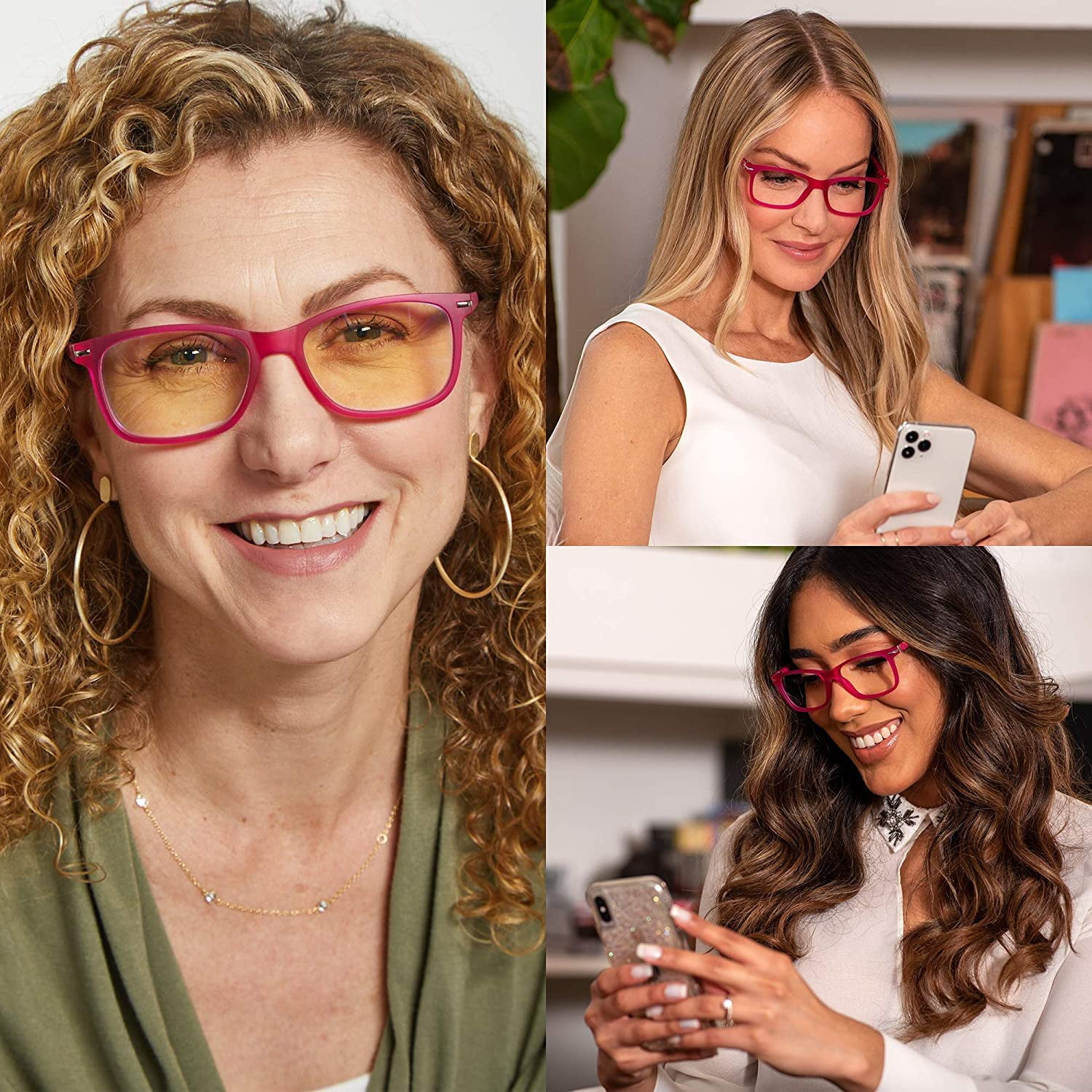 Readerest Blue Light Blocking Reading Glasses Hot Pink 300 Magnification