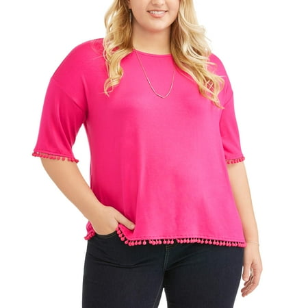Poof Junior Plus Pom Pom Trim Top