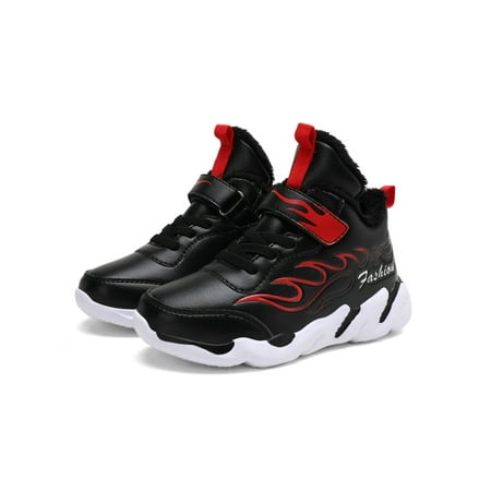

Avamo Kids Casual Ankle Boot Warm Sneakers School Thick Sole Winter Shoes Black Red 6.5Y