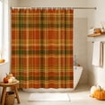 thumbnail image 4 of Plaid Fall Shower Curtain, Waterproof Shower Curtains for Bathroom, Thanksgiving Orange Brown Autumn Farmhouse Harvest Washable Fabric Bathtub Curtain Set Bath Decor with 12 Hooks Standard 72"x72", 4 of 8