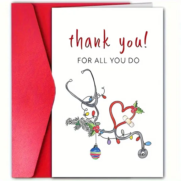 Thank You Card for Healthcare Workers – “Thank You for All You Do” – Colorful Stethoscope Design – Perfect for Nurses, Doctors, and Medical Staff Appreciation