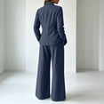 thumbnail image 6 of Atkumj Blazer Outfits for Women 2 Piece Sets Stylish Lapel Tie Waist Cardigan and Wide Leg Pants Suit Set Versatile Solid Color Womens Two Piece Sets for Business Casual M, 6 of 9
