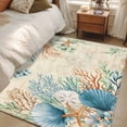 thumbnail image 4 of 3'x5' Rug for Living Room Bedroom, Beige Beach Coastal Washable Area Rugs Non-Slip Carpet Mats, Summer Nautical Coral Shell Botanical Indoor Low Pile Area Rug Runner for Kitchen, Mudroom, 4 of 8