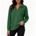 thumbnail image 2 of Vynhevius Womens Sweatshirt Solid V Neck Long Sleeve Side Slit Casual Loose Pullover Top, 2 of 9
