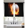 thumbnail image 2 of Flame Golf Ball Sheer Curtains 2 Panels Set Sports Black Background Abstract Art Sheer Window Curtains Light Filtering Rod Pocket Voile Drapes for Bedroom Living Room 52"x45", 2 of 9