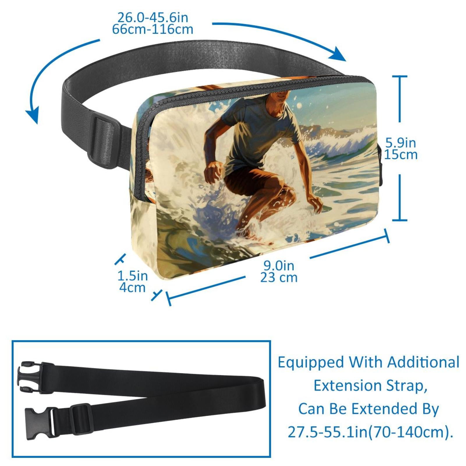 Surfing Lightweight Running Belt Waist Bag with Extension Strap and Money Belt - Unisex