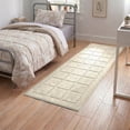 thumbnail image 2 of Mainstays Solid High Low Tufted Grid Beige Indoor Runner Rug, 2' x 6', 2 of 7