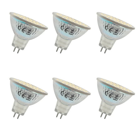 

GLMING MR16 GU5.3 Bi-pin Base Glass Cover Lamp 48-2835 SMD LED Light 3W(30W Equivalent) Spotlight Indoor Bulbs AC12V DC12-24V Warm White Pack of 6