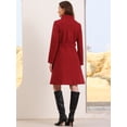 thumbnail image 3 of DARING DIVA Women's Stand Collar Belted Single Breasted Trench Pea Coat XS Red, 3 of 6