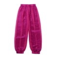 thumbnail image 4 of TiaoBug Kids Girls Arabian Princess Belly Dance Performance Outfit Sequins Halter Top Harem Pants Stage Set Rose Red 7-8, 4 of 7