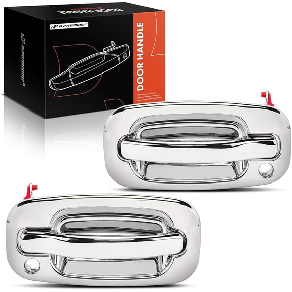 A-Premium Chrome Exterior Door Handles with Keyhole Compatible with Chevy Silverado 1999-2007, Tahoe, Avalanche, Suburban & GMC Sierra, Yukon & Cadillac, 2-PC Set, Front Driver and Passenger Side