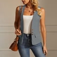thumbnail image 6 of Ashirexll Womens Casual Tops Solid Color Casual Fashion Sleeveless Cardigan Coat Outerwear Top for Spring Summer, 6 of 7