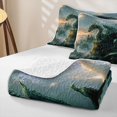 thumbnail image 4 of meiyoeat Valley Green Dragon Quilt King for Boys Men, Castle Ancient Animal King Coverlet Set, Grey Green, 3pcs, 1 Comforter and 2 Pillowcases, 4 of 7