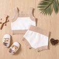 thumbnail image 2 of Fortune 2Pcs Baby Girl Knit Outfits, Infant Contrast Color Ribbed Sling Tank Tops Shorts, 2 of 7