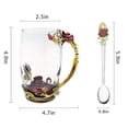 thumbnail image 2 of Juegos de tazas de té con diseño de mariposa y flores esmaltadas, tazas de café de vidrio, 2 of 5