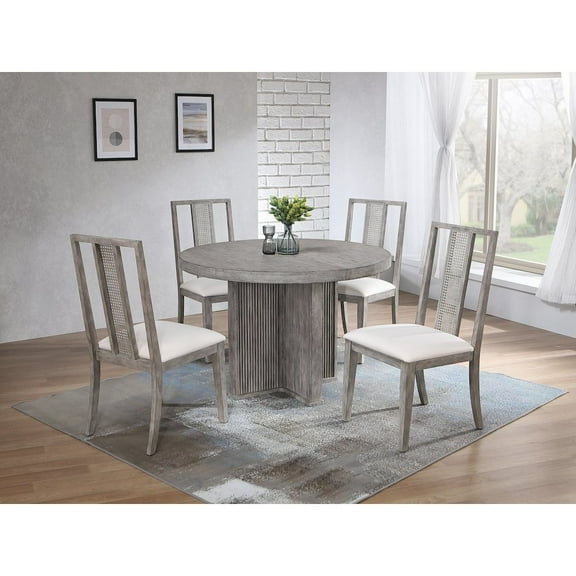Iconic Furniture Company Ripple Dining Table & Max  5-Piece Dining Set In Dove Grey