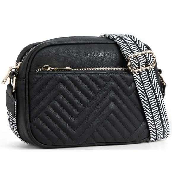 Bandolera BOSTANTEN acolchada de piel vegana negra para mujer