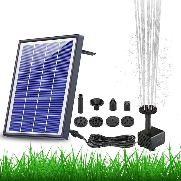 Bomba de fuente solar de 6,5 W, batería integrada de 1500 mAh, bomba de agua solar de fuente flotante con 6 boquillas, para baño de pájaros, acuario, estanque o decoración de jardín, bomba de