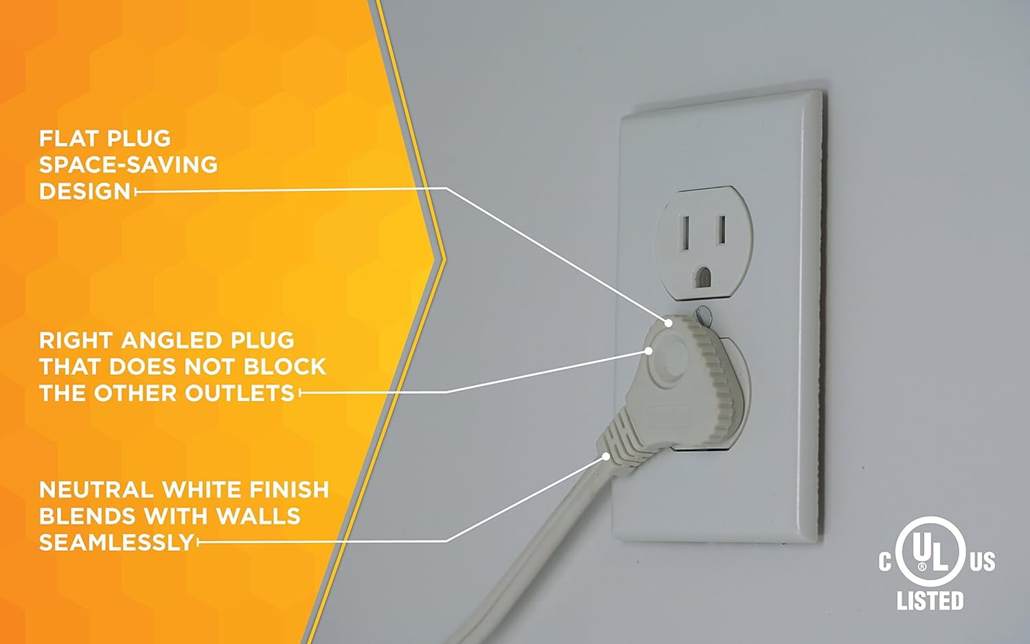 2-pack - SlimLine 2237 Flat Plug Extension Cord, 2-Wire, 13-Foot, White