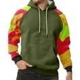 thumbnail image 2 of Men’s Long Sleeve Pullover Hoodie with Camouflage Pattern Raglan Sleeves and Adjustable Drawstring Hooded Sweatshirt Green 3XL, 2 of 5