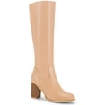 thumbnail image 1 of BLISSFUL STEP Round Toe Chunky Heel Knee High Boots for Women Nude (Size 7), 1 of 5