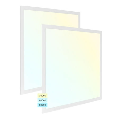 

Luxrite 2x2 FT LED Flat Panel Lights 40W 3 Color Selectable 3500K-5000K 4400 Lumens Dimmable ETL DLC 2 Pack
