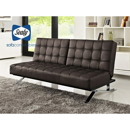 Sealy Carmen Transitional Faux Leather Convertible Sofa In Aspen Slate