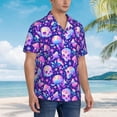 thumbnail image 3 of Sikiie colorful mushroom Skull rainbow Print Men's Hawaiian Shirt, Summer Beach Button Pocket Short Sleeve T-Shirt,Small, 3 of 7